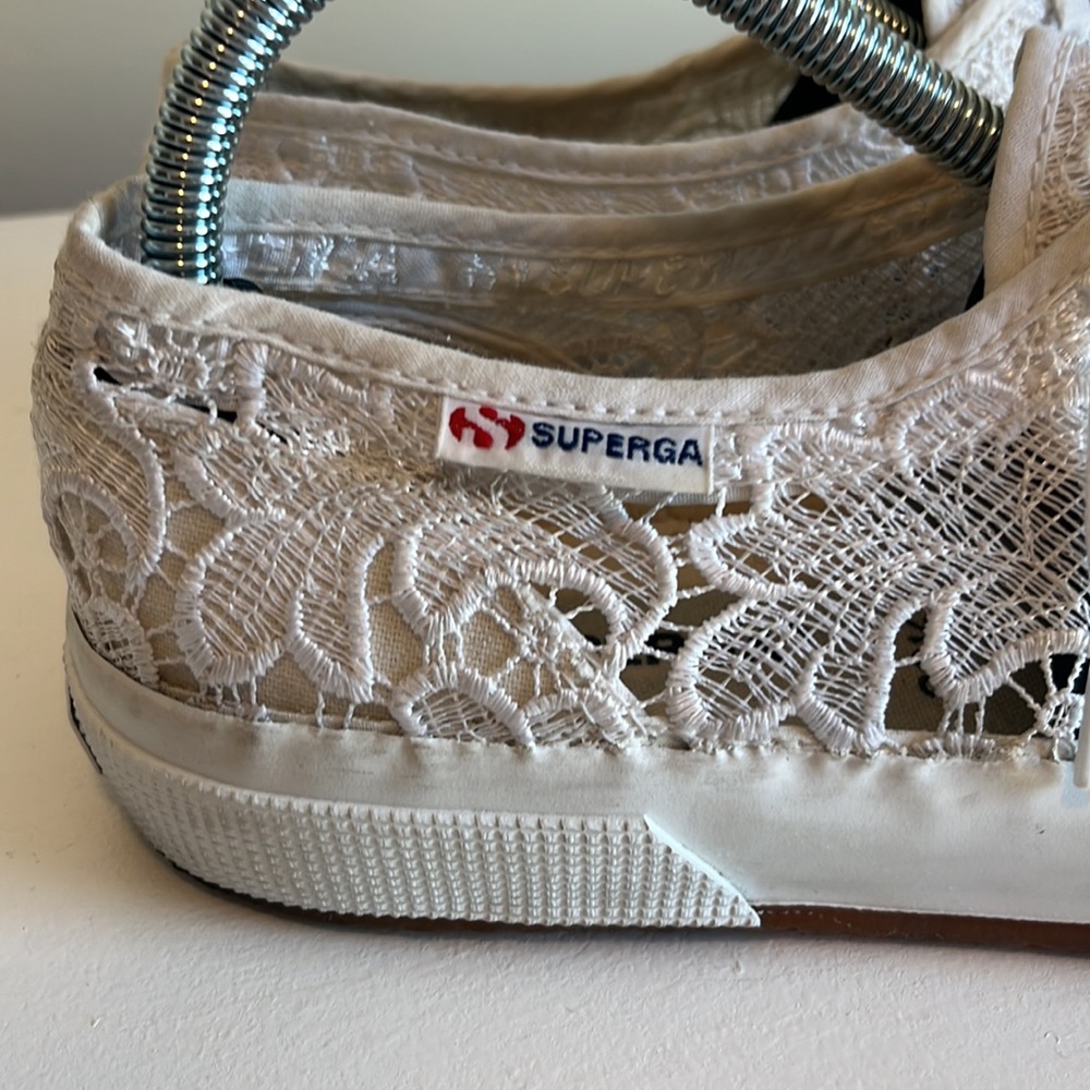 Superga 2750 White Macrame Lace Up Sneakers Size 9 - Picture 6 of 9